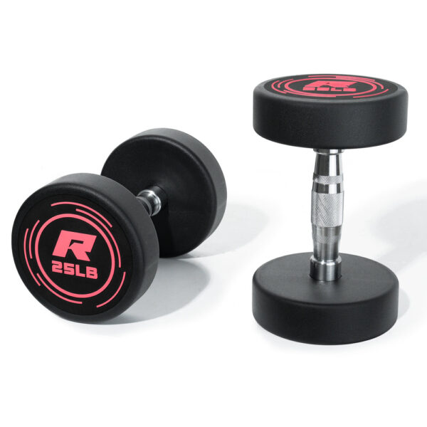 01-_25LB RitFit Pink PVC-Coated Round Dumbbells in Pairs