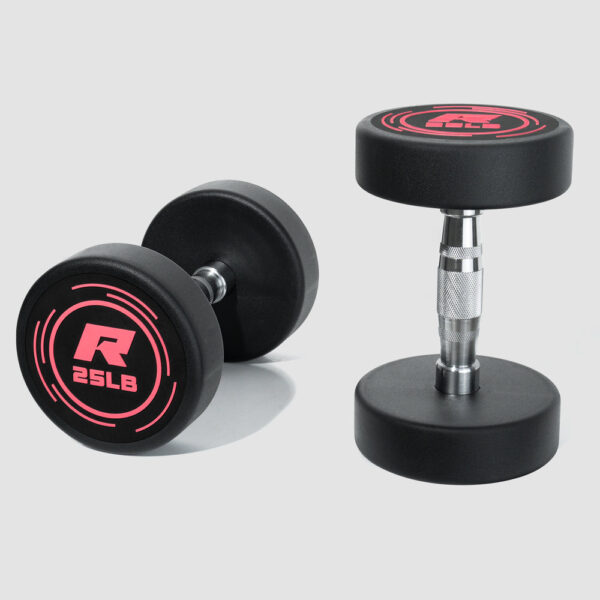 01-_25LB_9321c347-1f20-4235-bee3-2f03a5587ec8 RitFit Pink PVC-Coated Round Dumbbells in Pairs