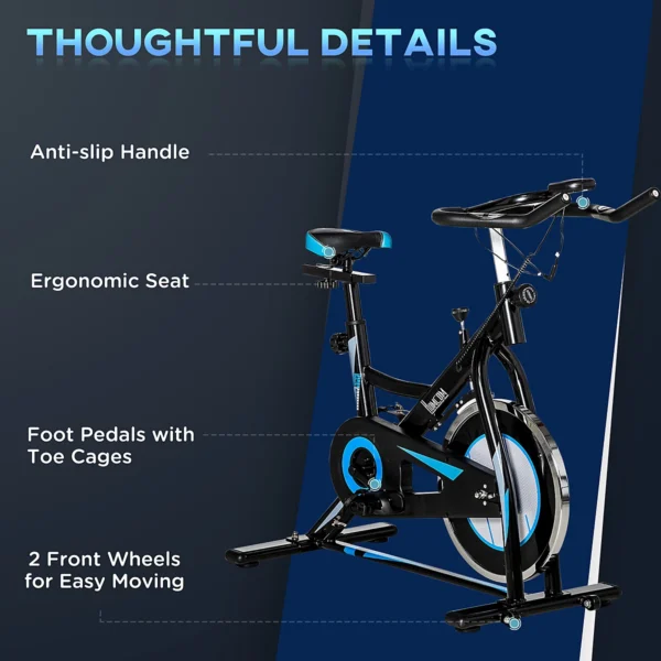 HOMCOM 8kg Flywheel Stationary Exercise Bike Indoor Cycling Cardio Workout Bike