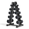 Rubber Hex Dumbbells Set with Rack