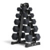 Rubber Hex Dumbbells Set with Rack