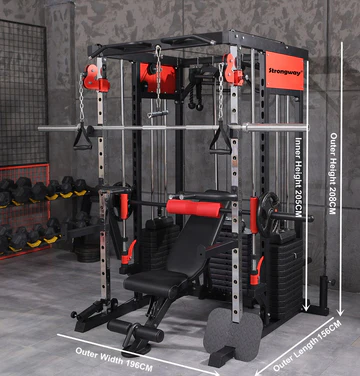 Smith Machine with Weights (3 Weight Stacks) - Multifunction Home Gym Machine